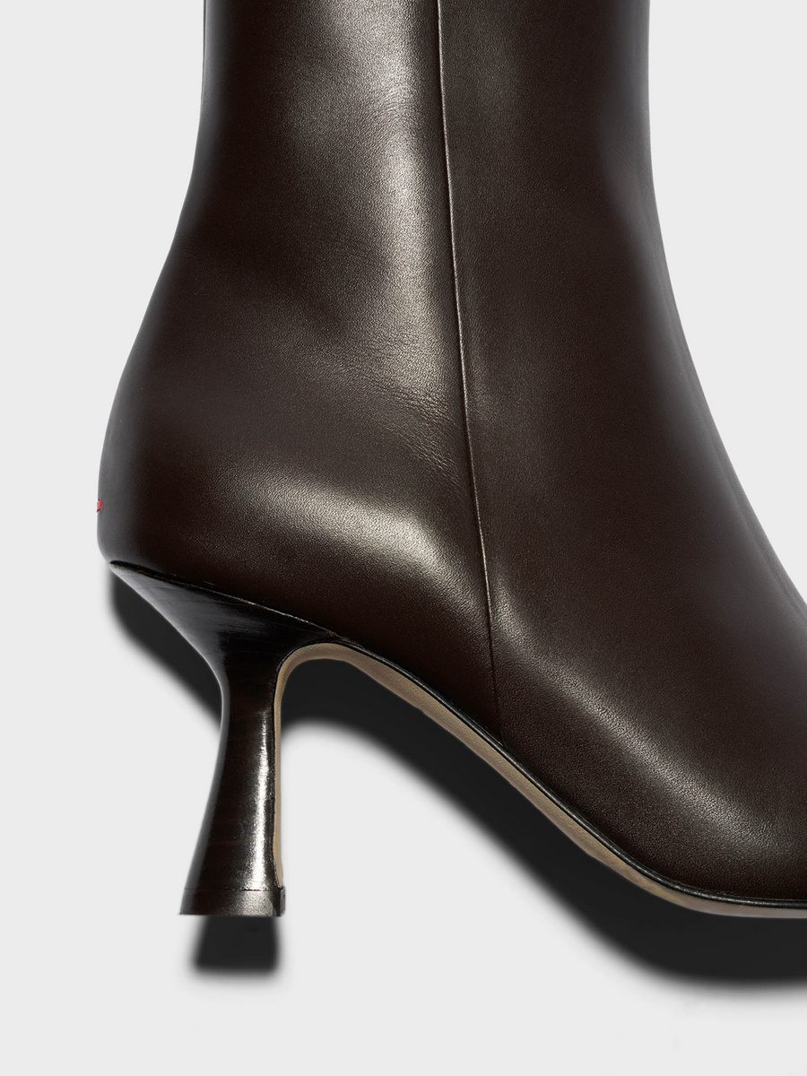 Aeyde | Vivi Leather Ankle Boots Leather Ankle Boots for Women | Moka Calf | Pointed Toe | High Heel | Heel Details
