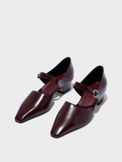 Aeyde | Yara Polido Leather Pumps Leather Pumps for Women | Port Polido | Square Toe | Low Heel | Luxury Materials | Handmade in Italy