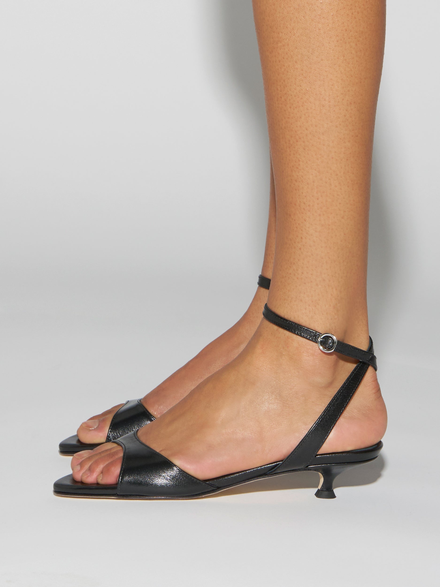 Aeyde | Zelia Leather Heeled Sandals for Women | Black Nappa | Round Toe | Mid Heel | How to Style