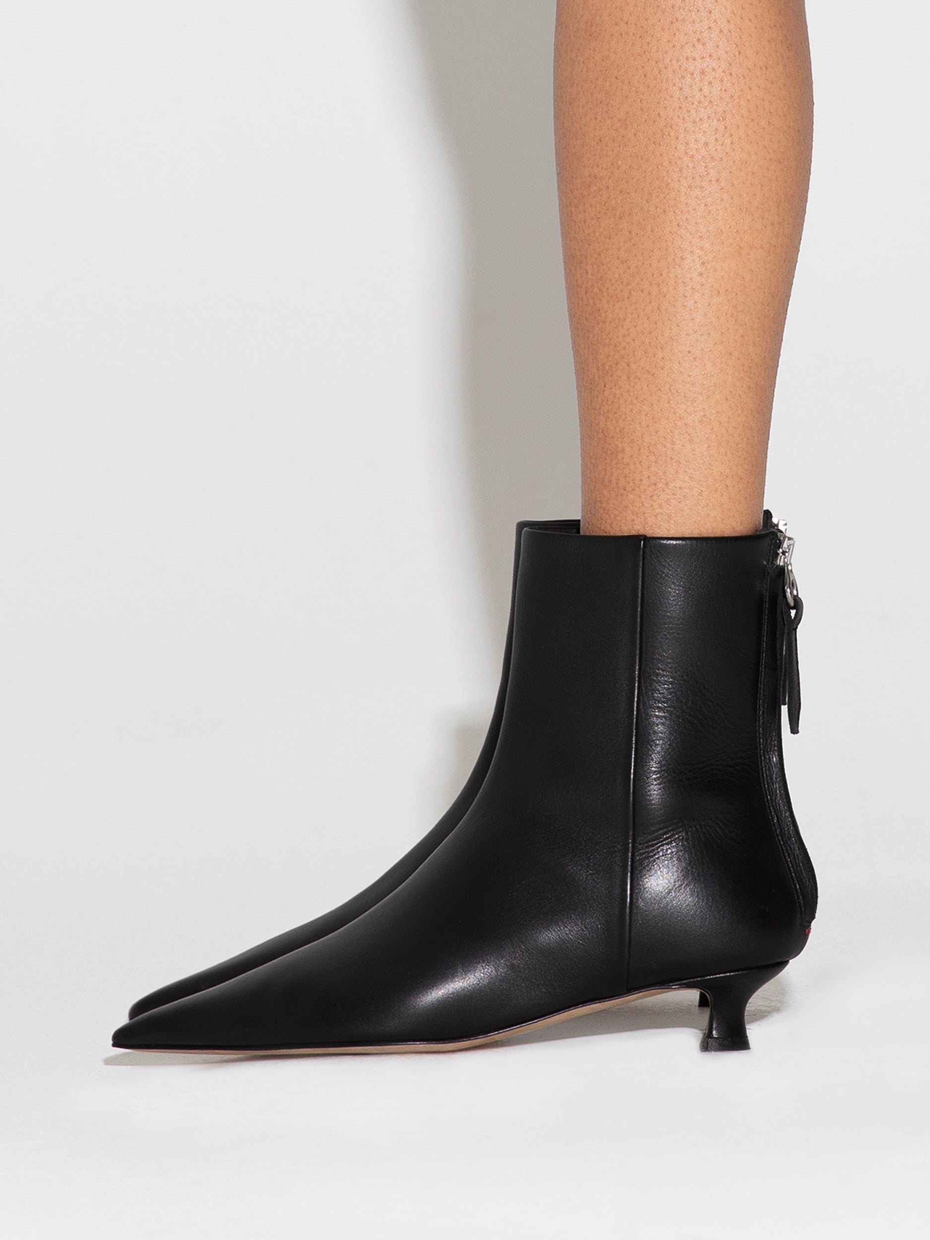 Aeyde | Zoe Leather Ankle Boots for Women | Black Calf | Square Toe | Low Heel | How to Style