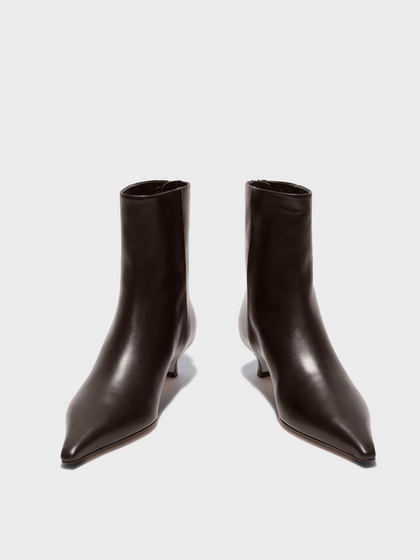 Aeyde | Zoe Leather Ankle Boots Leather Ankle Boots for Women | Moka Calf | Square Toe | High Heel | Luxury Materials | Handmade in Italy