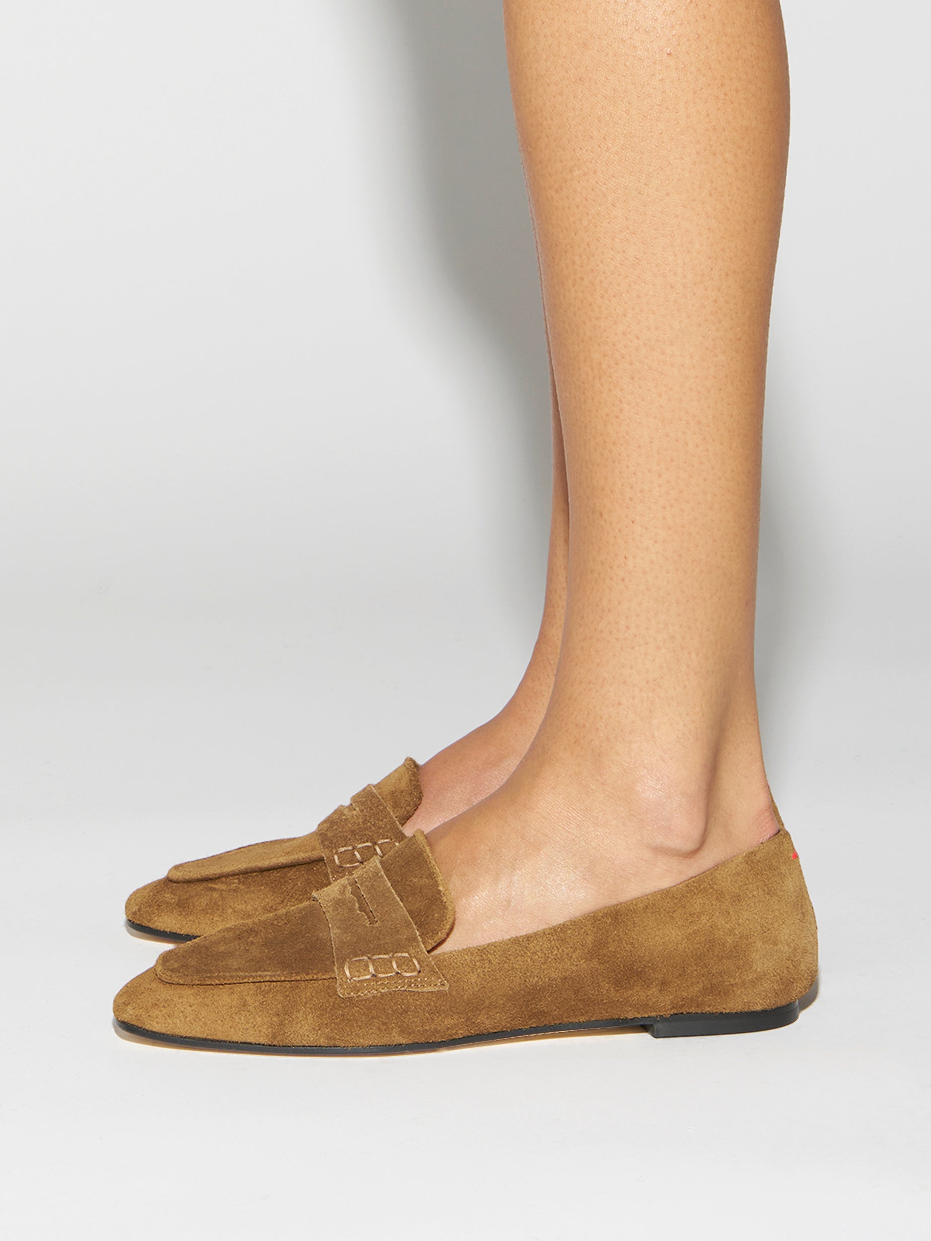 Aeyde | Alfie Leather Flats for Women | Tobacco Suede | Square Toe | Flat Heel | How to Style