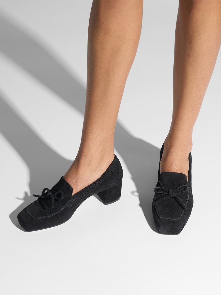Grenn Suede Heeled Loafers