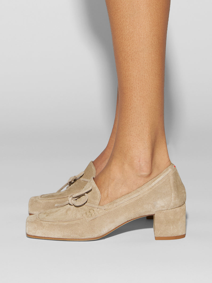 Grenn Suede Heeled Loafers