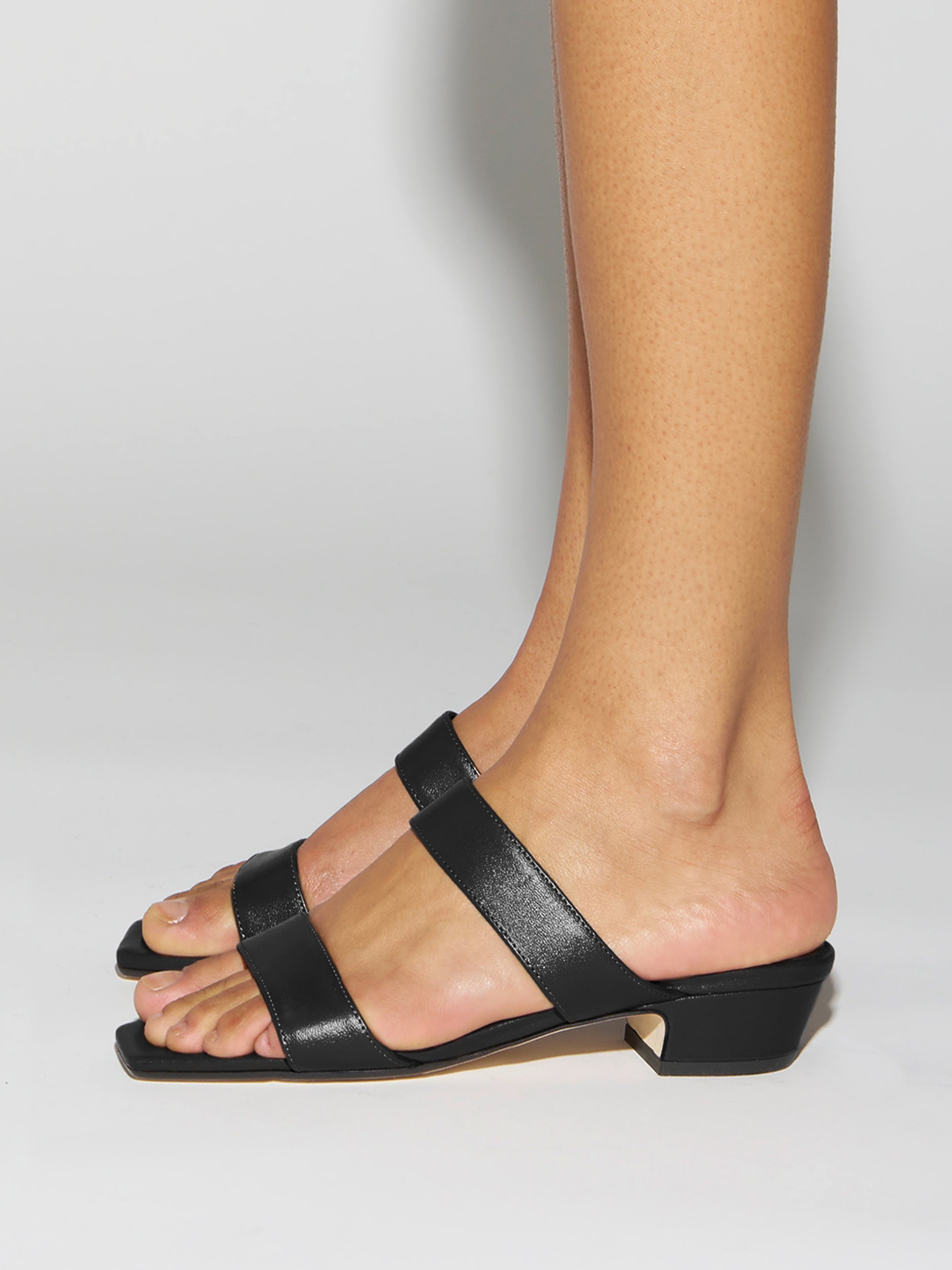 Aeyde | Kemi Leather Heeled Sandals for Women | Black Nappa | Square Toe | Mid Heel | How to Style