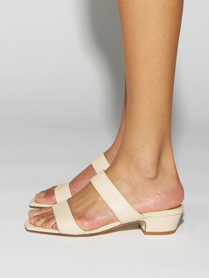 Aeyde | Kemi Leather Heeled Sandals for Women | Creamy Nappa | Square Toe | Mid Heel | How to Style