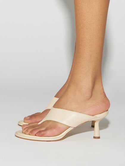 Aeyde | Olenna Leather Heeled Sandals for Women | Creamy Nappa | Round Toe | Mid Heel | How to Style