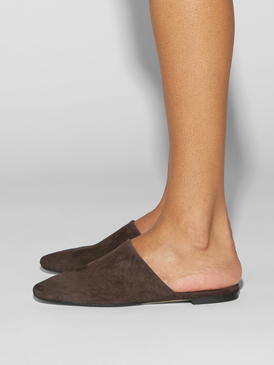 Aeyde | Rega Leather House Slippers for Women | Moka Suede | Round Toe | Flat Heel | How to Style