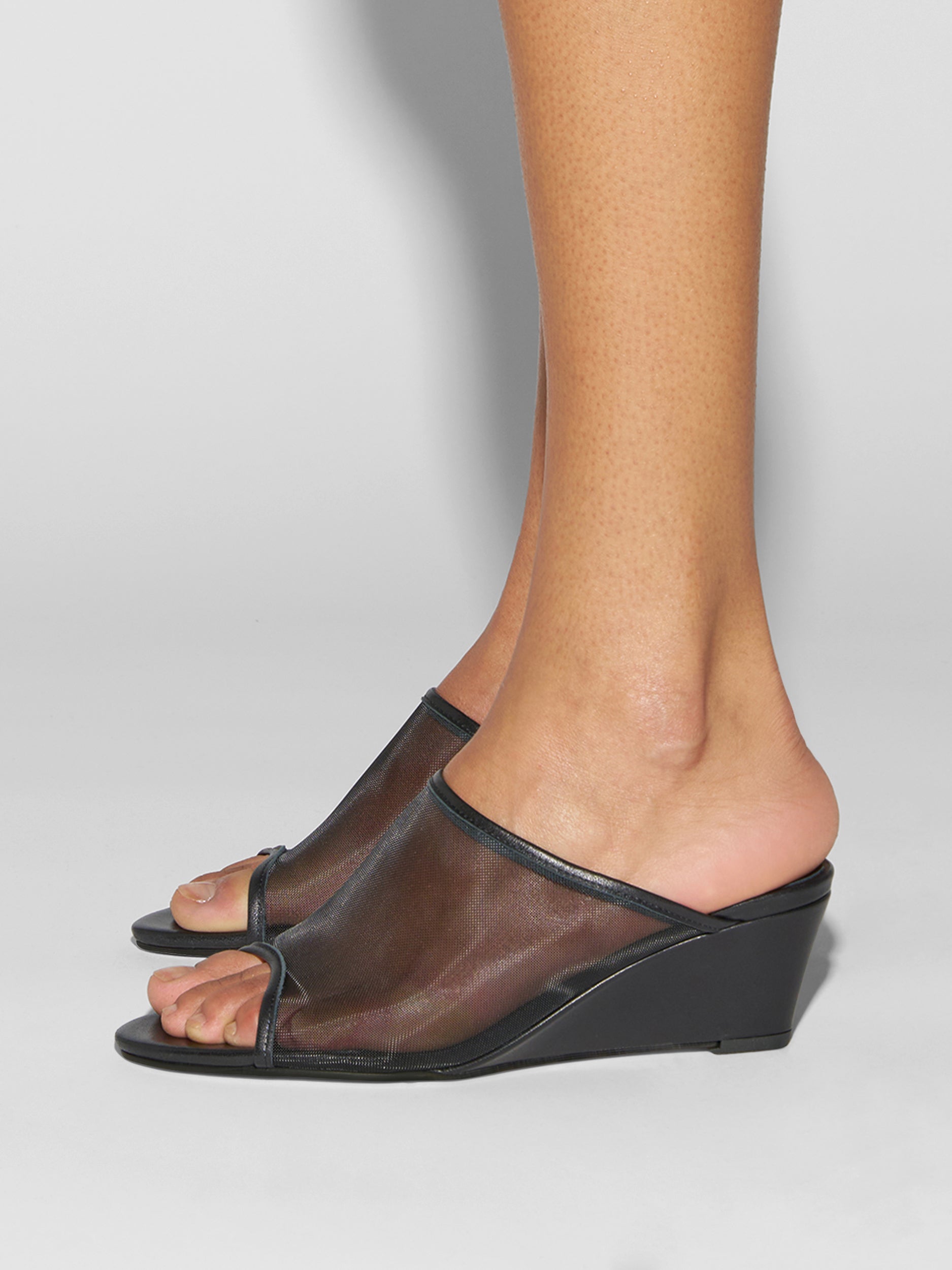 Aeyde | Suzanne Leather Heeled Sandals for Women | Black Mesh/Nappa | Round Toe | Mid Heel | How to Style