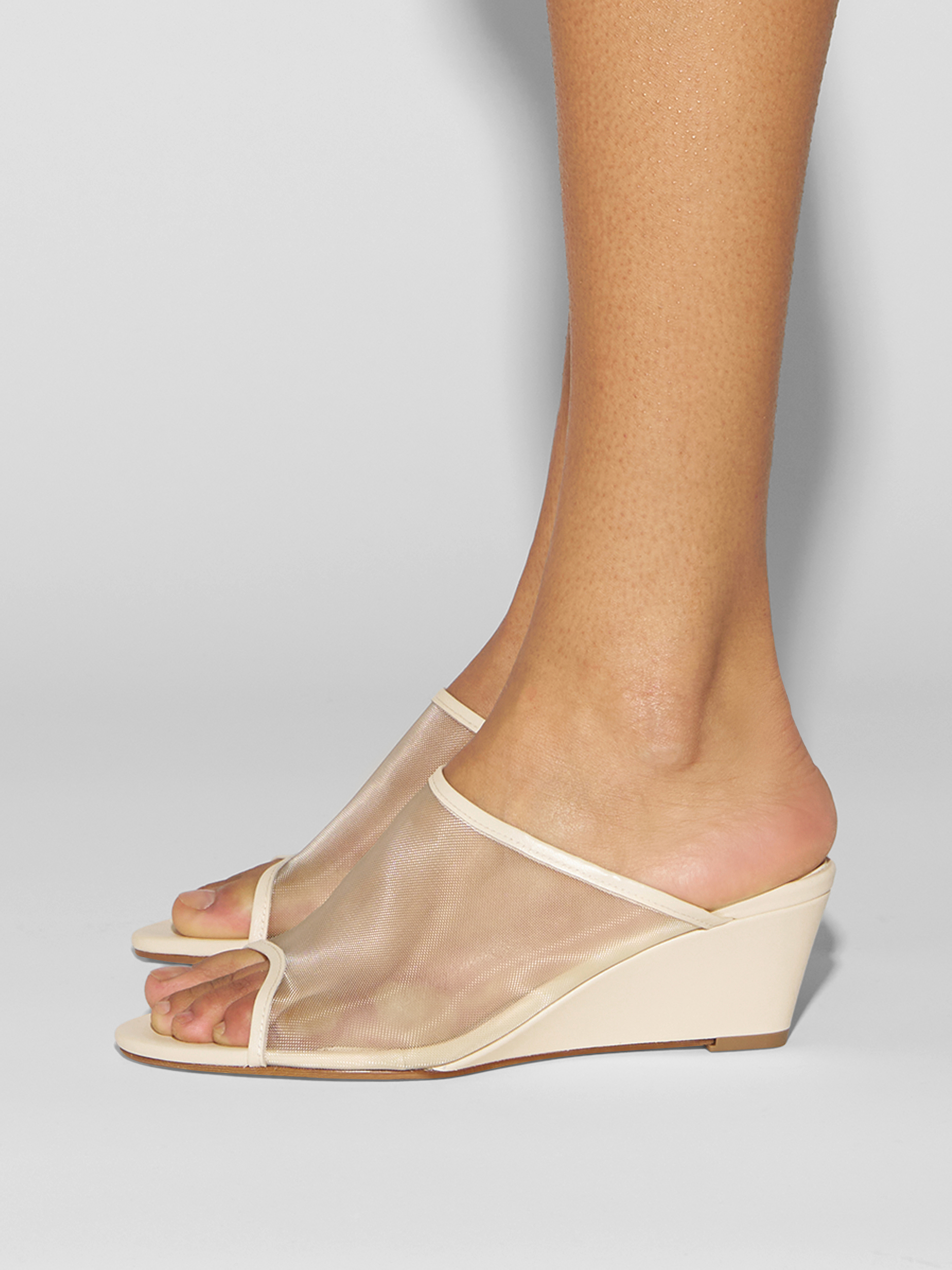 Aeyde | Suzanne Leather Heeled Sandals for Women | Creamy Mesh/Nappa | Round Toe | Mid Heel | How to Style