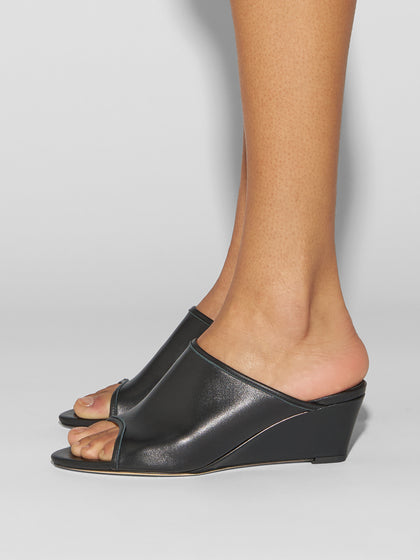 Aeyde | Suzanne Leather Heeled Sandals for Women | Black Nappa | Round Toe | Mid Heel | How to Style