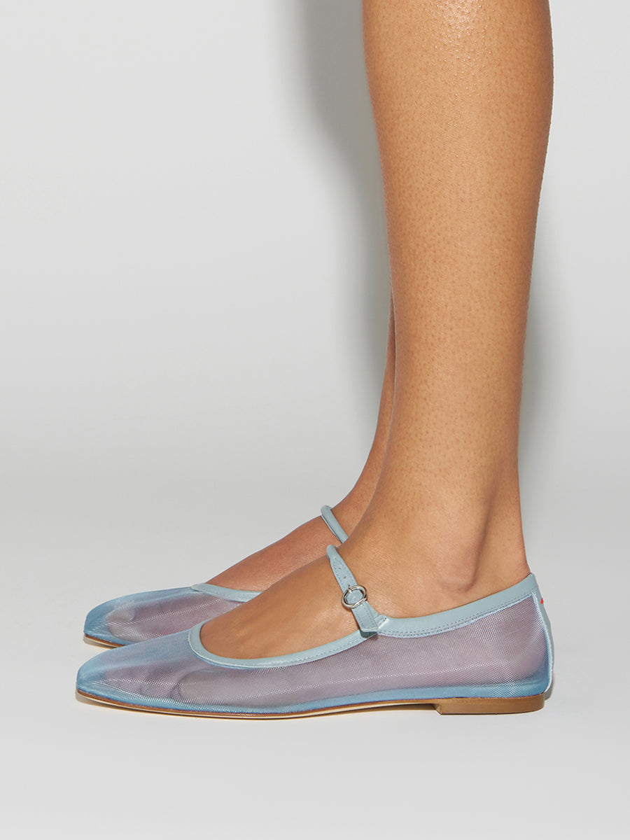 Aeyde | Uma Leather Flats for Women | Glass Mesh/Nappa | Square Toe | Flat Heel | How to Style