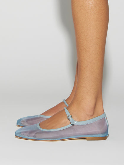 Aeyde | Uma Leather Flats for Women | Glass Mesh/Nappa | Square Toe | Flat Heel | How to Style