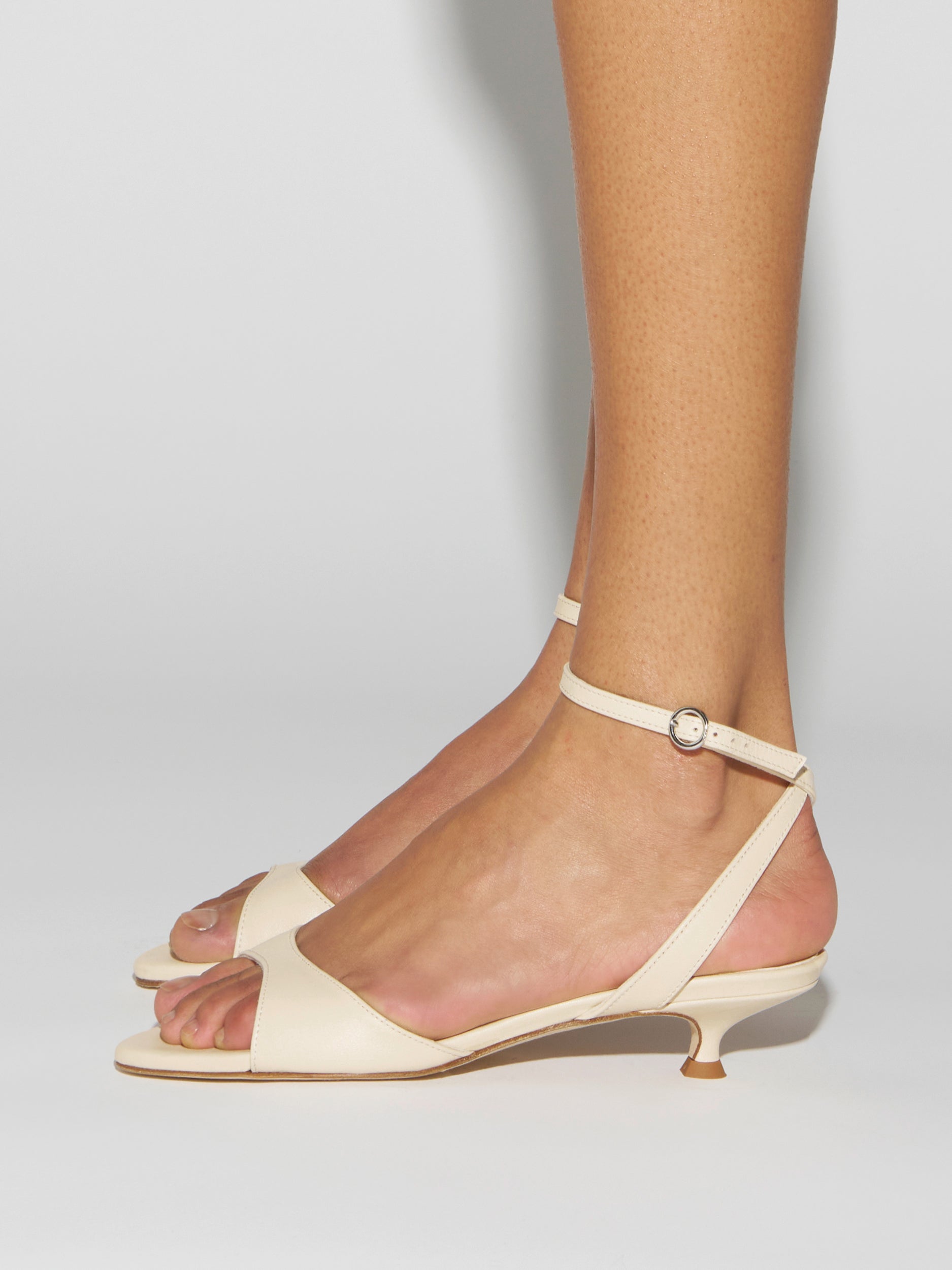 Aeyde | Zelia Leather Heeled Sandals for Women | Creamy Nappa | Round Toe | Mid Heel | How to Style