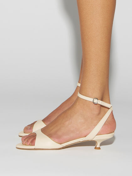 Aeyde | Zelia Leather Heeled Sandals for Women | Creamy Nappa | Round Toe | Mid Heel | How to Style