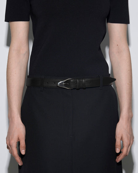 Aeyde | Abel Leather Belt for Women | Black/Silver Calf | Luxury Materials | Handmade in Italy | How to Style