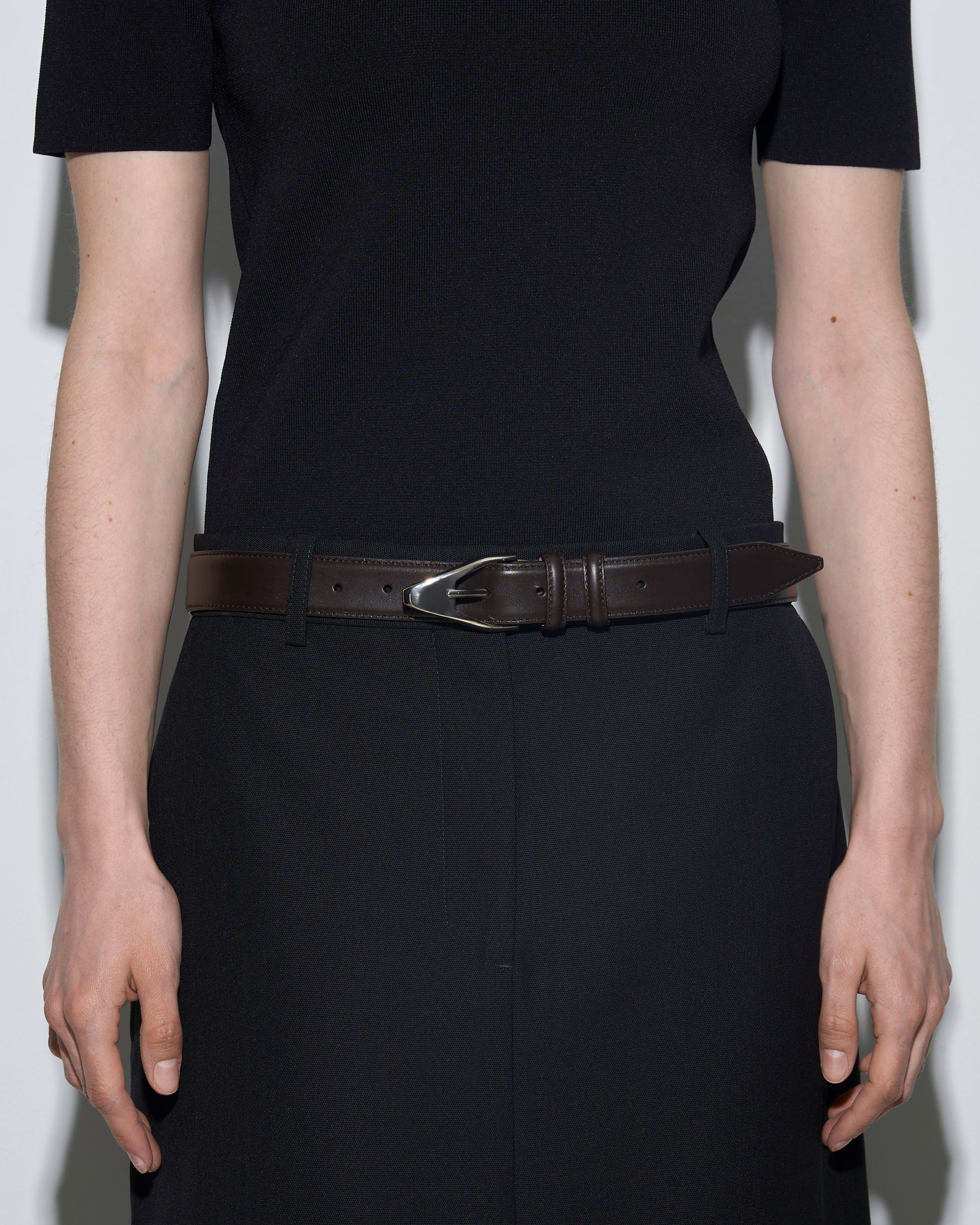 Aeyde | Abel Leather Belt for Women | Moka/Silver Calf | Luxury Materials | Handmade in Italy | How to Style