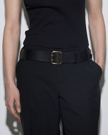 Aeyde | Nari Leather Belt for Women | Black/Gold Calf | Luxury Materials | Handmade in Italy | How to Style