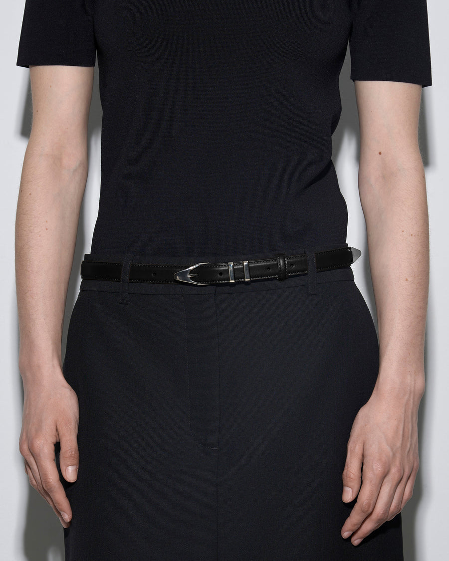 Aeyde | Avia Leather Belt for Women | Moka/Silver Calf | Luxury Materials | Handmade in Italy | How to Style