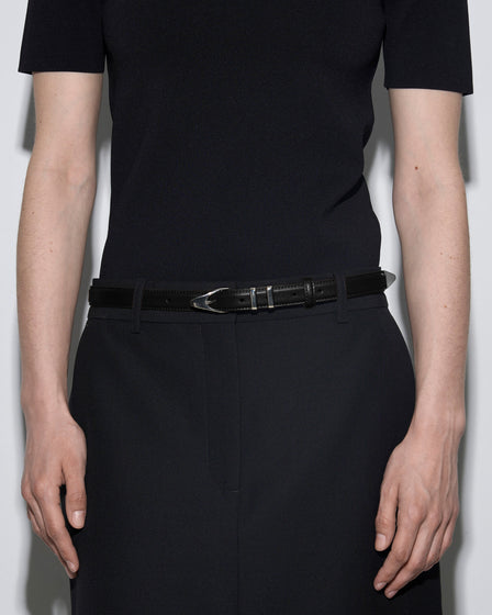 Aeyde | Avia Leather Belt for Women | Moka/Silver Calf | Luxury Materials | Handmade in Italy | How to Style