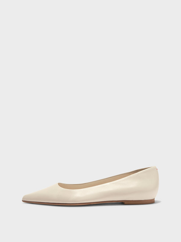 Aeyde | Cassy Leather Flats for Women | Creamy Nappa | Pointed Toe | Flat Heel | Side View