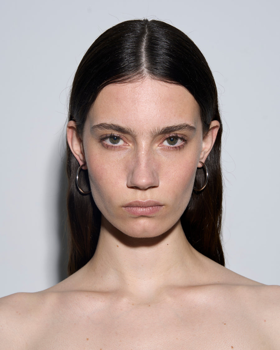 Aeyde | Elona Large Palladium-Plated Hoop Earrings for Women | Luxury Materials | Handmade in Italy | How to Style