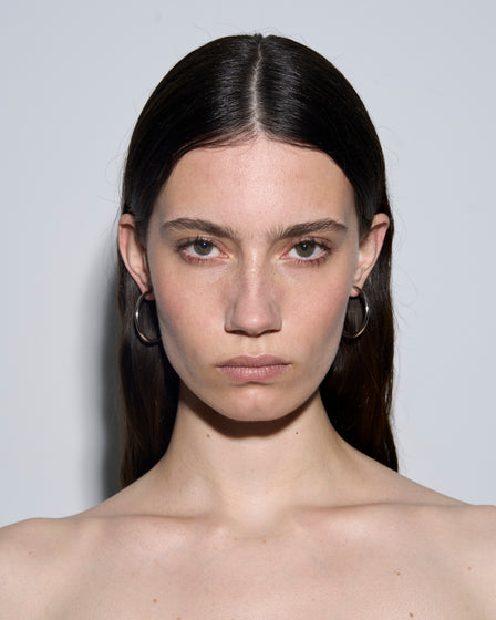 Aeyde | Elona Large Palladium-Plated Hoop Earrings for Women | Luxury Materials | Handmade in Italy | How to Style