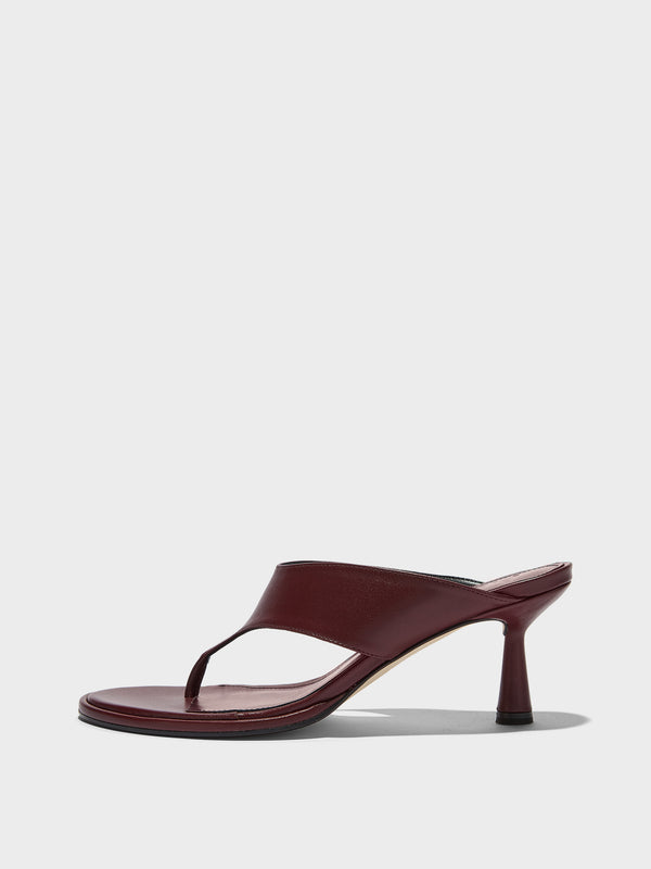Aeyde | Olenna Leather Heeled Sandals for Women | Port Nappa | Round Toe | Mid Heel | Side View