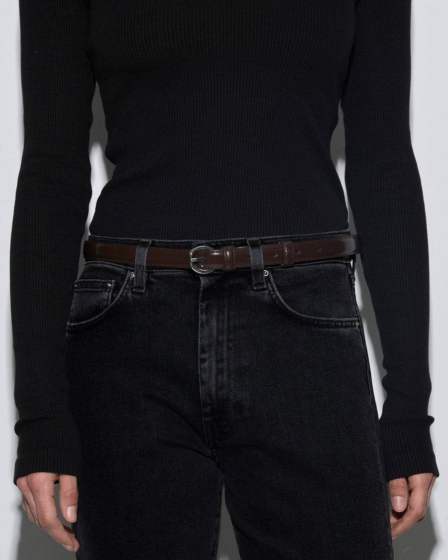 Aeyde | Reed Leather Belt for Women | Moka/Silver Polido | Luxury Materials | Handmade in Italy | How to Style