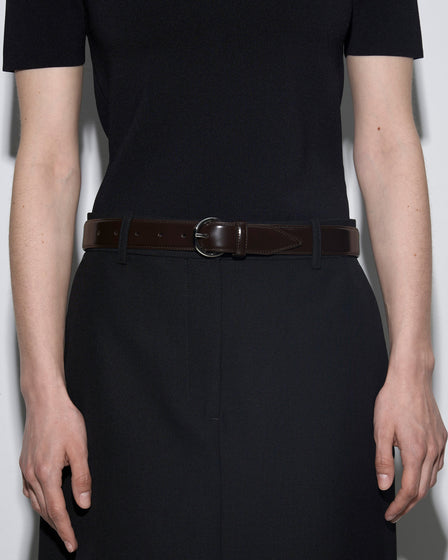 Aeyde | Remi Leather Belt for Women | Moka/Silver Polido | Luxury Materials | Handmade in Italy | How to Style