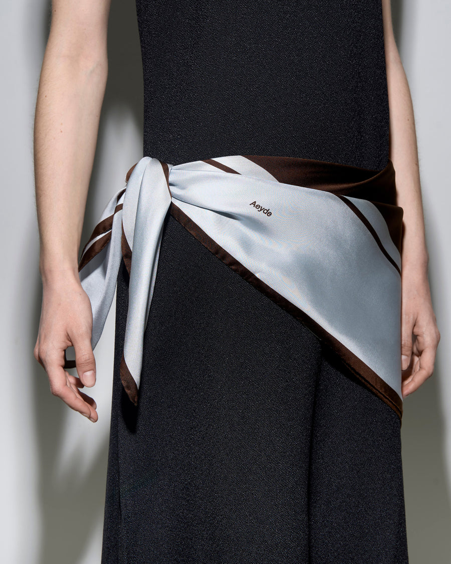 Aeyde | Sera Silk 90x90cm Scarves for Women | Glass/Moka Silk | Luxury Materials | Handmade in Italy