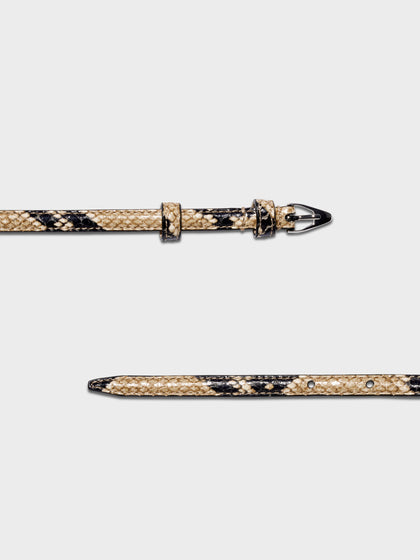 Aeyde | Alvy Leather Belt for Women | Hazelnut/Silver Snake | Luxury Materials | Handmade in Italy | Material Details