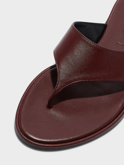 Aeyde | Amaya Leather Flat Sandals for Women | Port Nappa | Round Toe | Flat Heel | Heel Details