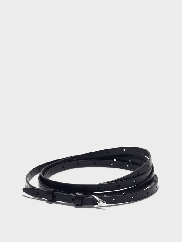 Aeyde | Ari Leather Belt for Women | Black/Silver Nappa | Luxury Materials | Handmade in Italy