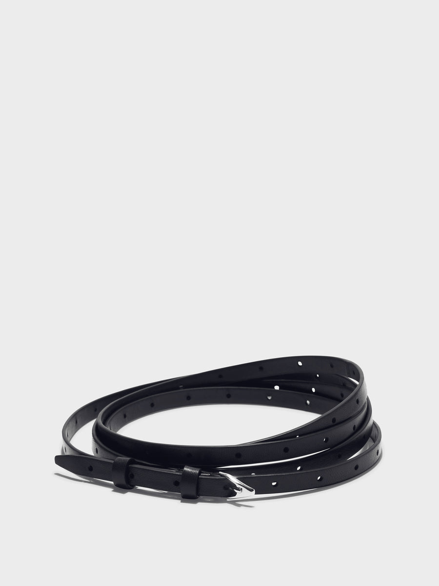 Aeyde | Ari Leather Belt for Women | Black/Silver Nappa | Luxury Materials | Handmade in Italy