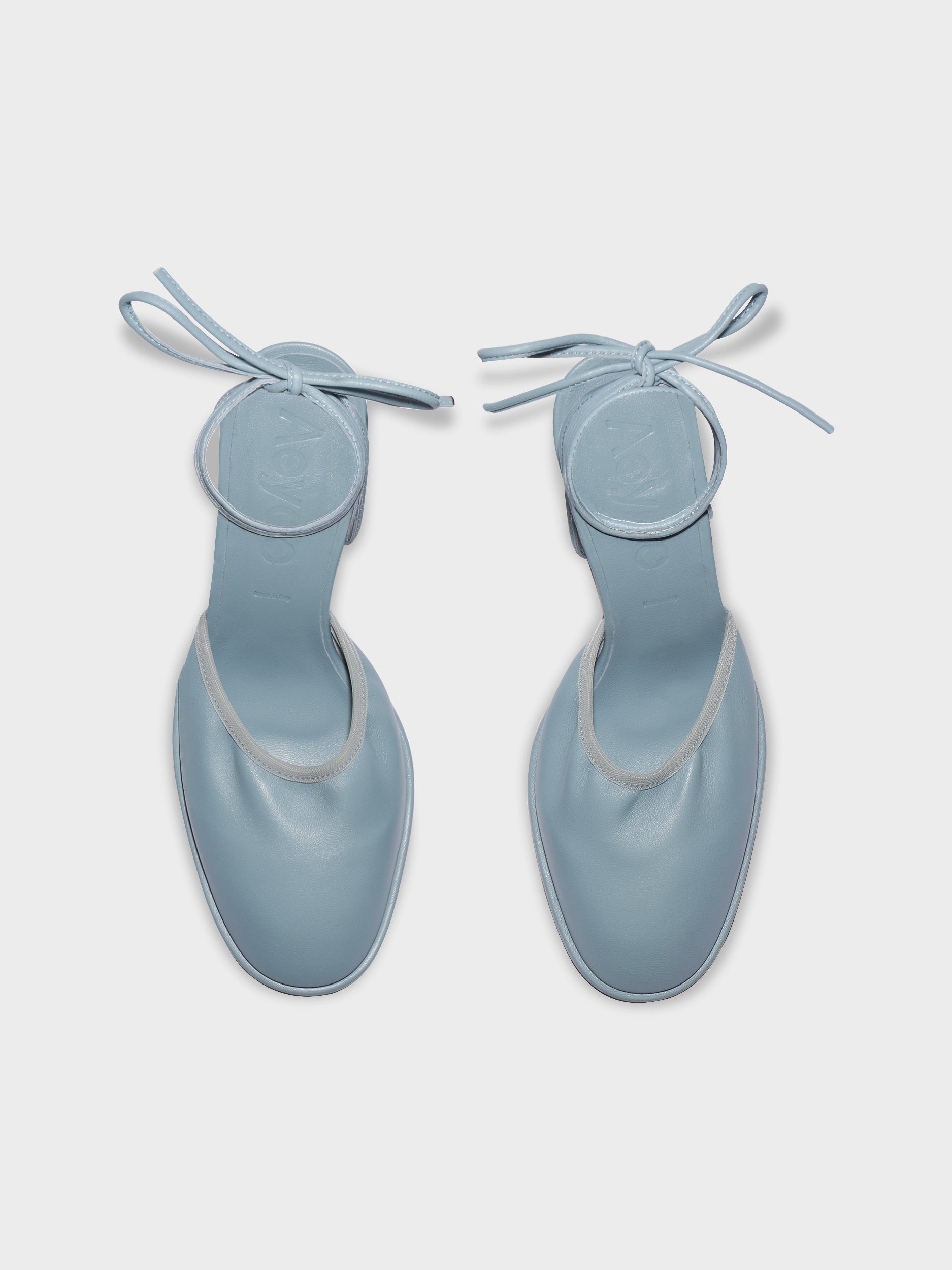Aeyde | Farah Glove Leather Heeled Sandals for Women | Glass Nappa | Round Toe | Mid Heel | Front View