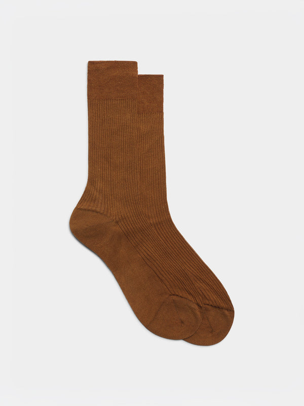 Aeyde | Jana Silk Socks for Women | Tobacco Silk | Luxury Materials | Handmade in Italy