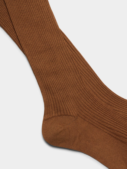Aeyde | Jory Silk Socks for Women | Tobacco Silk | Luxury Materials | Handmade in Italy | Material Details