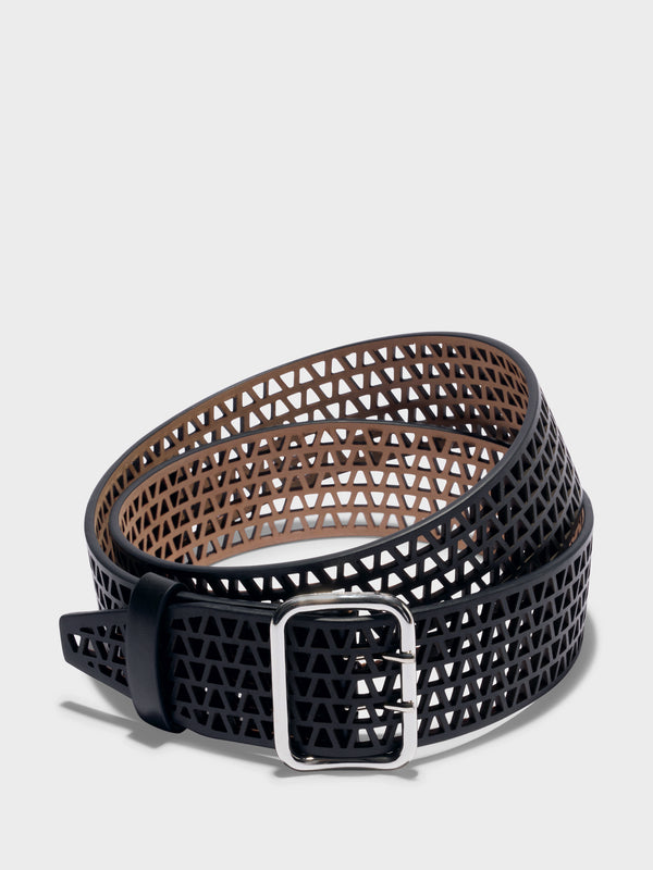 Aeyde | Nari Leather Belt for Women | Black/Silver Calf | Luxury Materials | Handmade in Italy