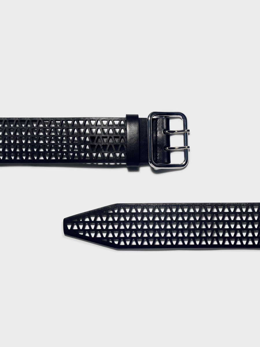 Aeyde | Nari Leather Belt for Women | Black/Silver Calf | Luxury Materials | Handmade in Italy | Material Details