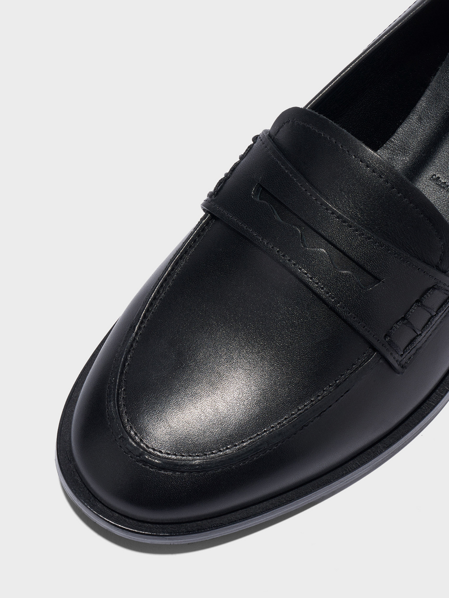 Aeyde | Oskar Leather Loafers Leather Flats for Women | Black Calf | Round Toe | Flat Heel | Luxury Materials | Handmade in Italy