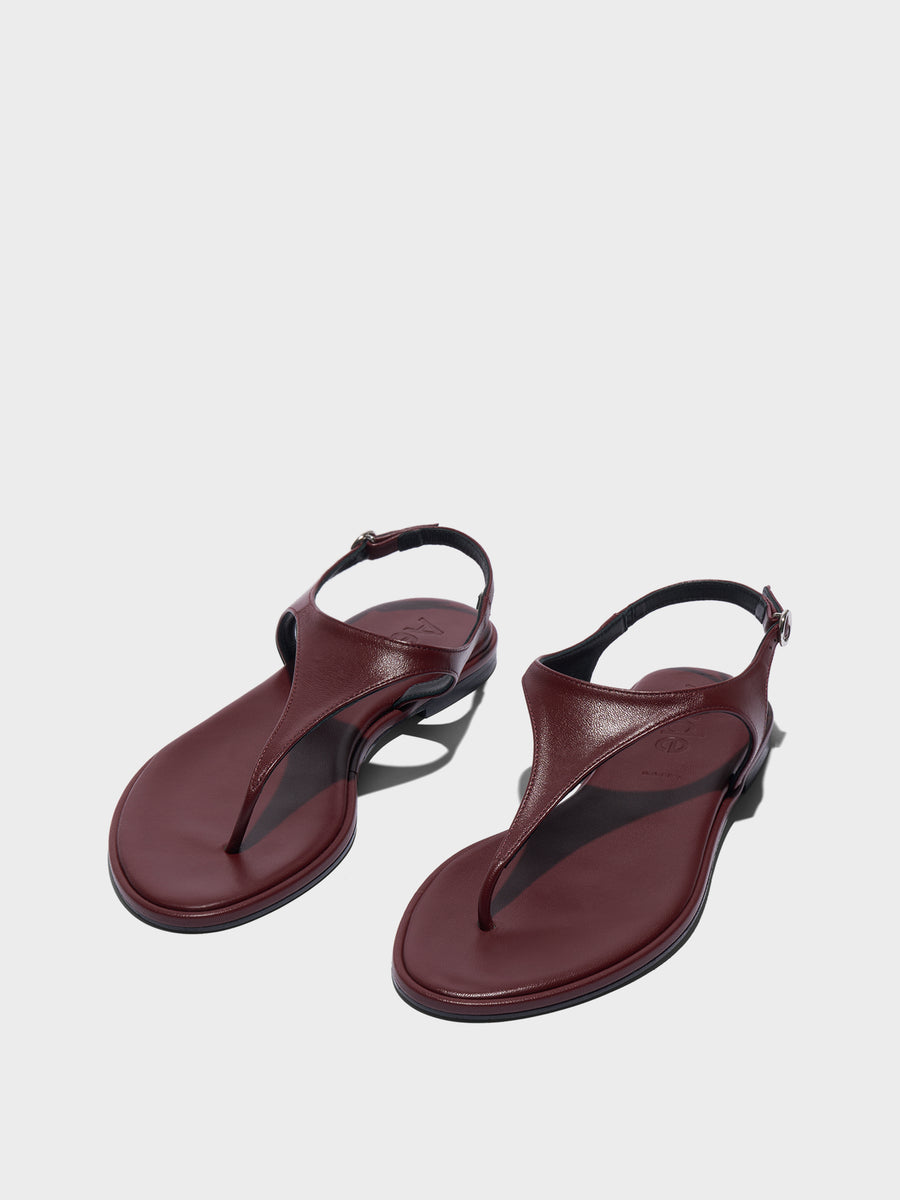 Aeyde | Raine Leather Flat Sandals for Women | Port Nappa | Round Toe | Flat Heel | Luxury Materials | Handmade in Italy