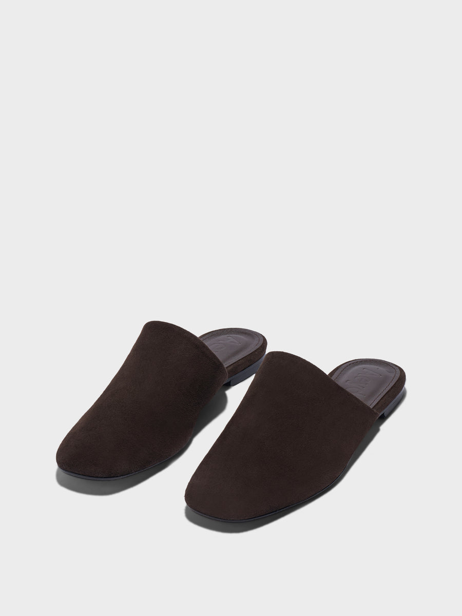 Aeyde | Rega Leather House Slippers for Women | Moka Suede | Round Toe | Flat Heel | Luxury Materials | Handmade in Italy