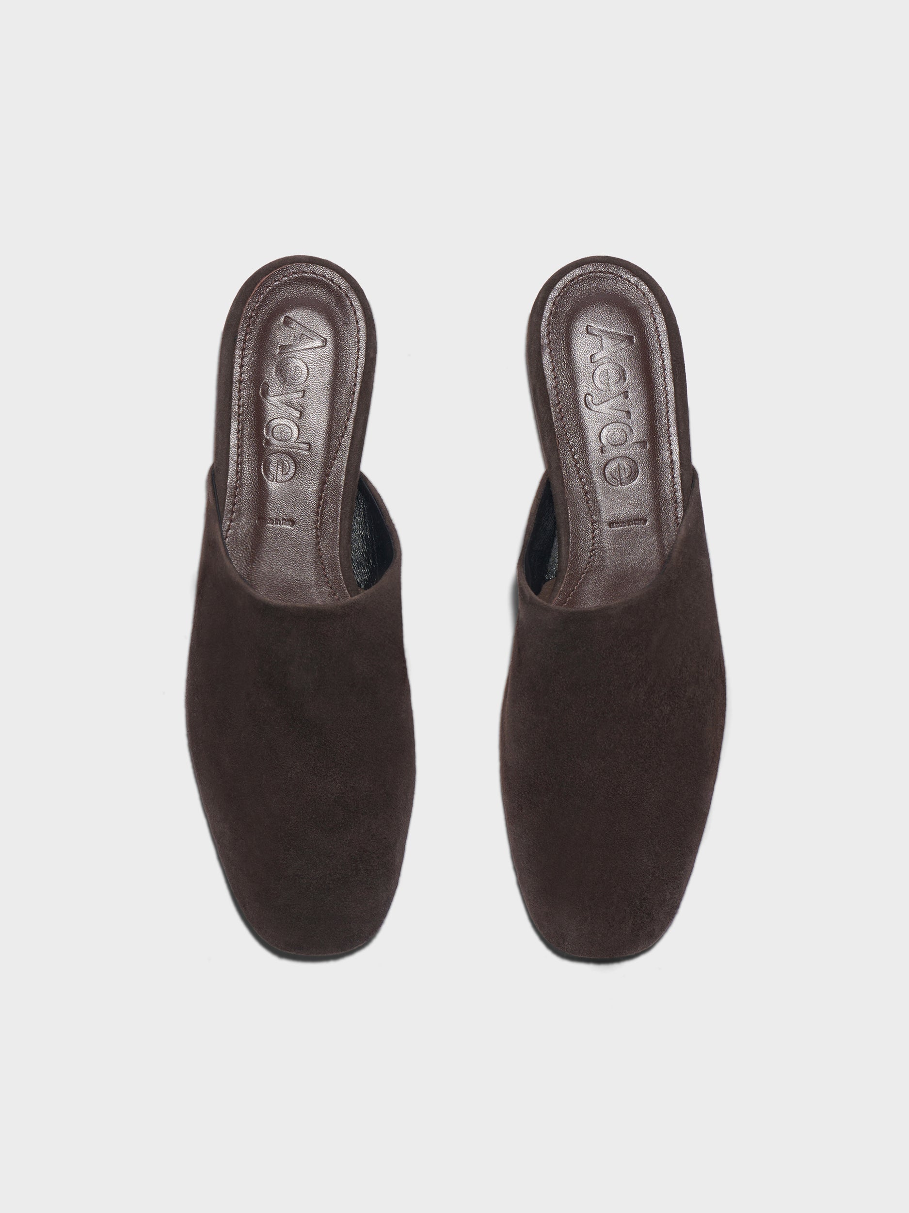 Aeyde | Rega Leather House Slippers for Women | Moka Suede | Round Toe | Flat Heel | Front View