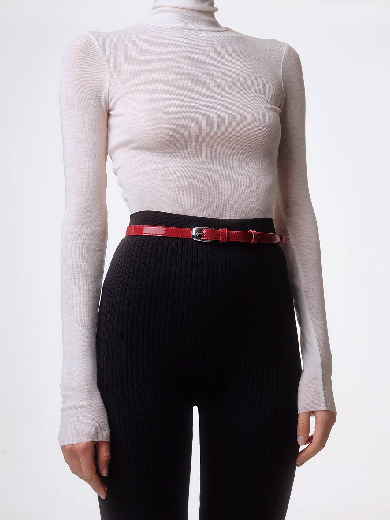 Aeyde | Eleanor Leather Belt Leather Belt for Women | Cranberry/Silver Patent | Luxury Materials | Handmade in Italy | How to Style