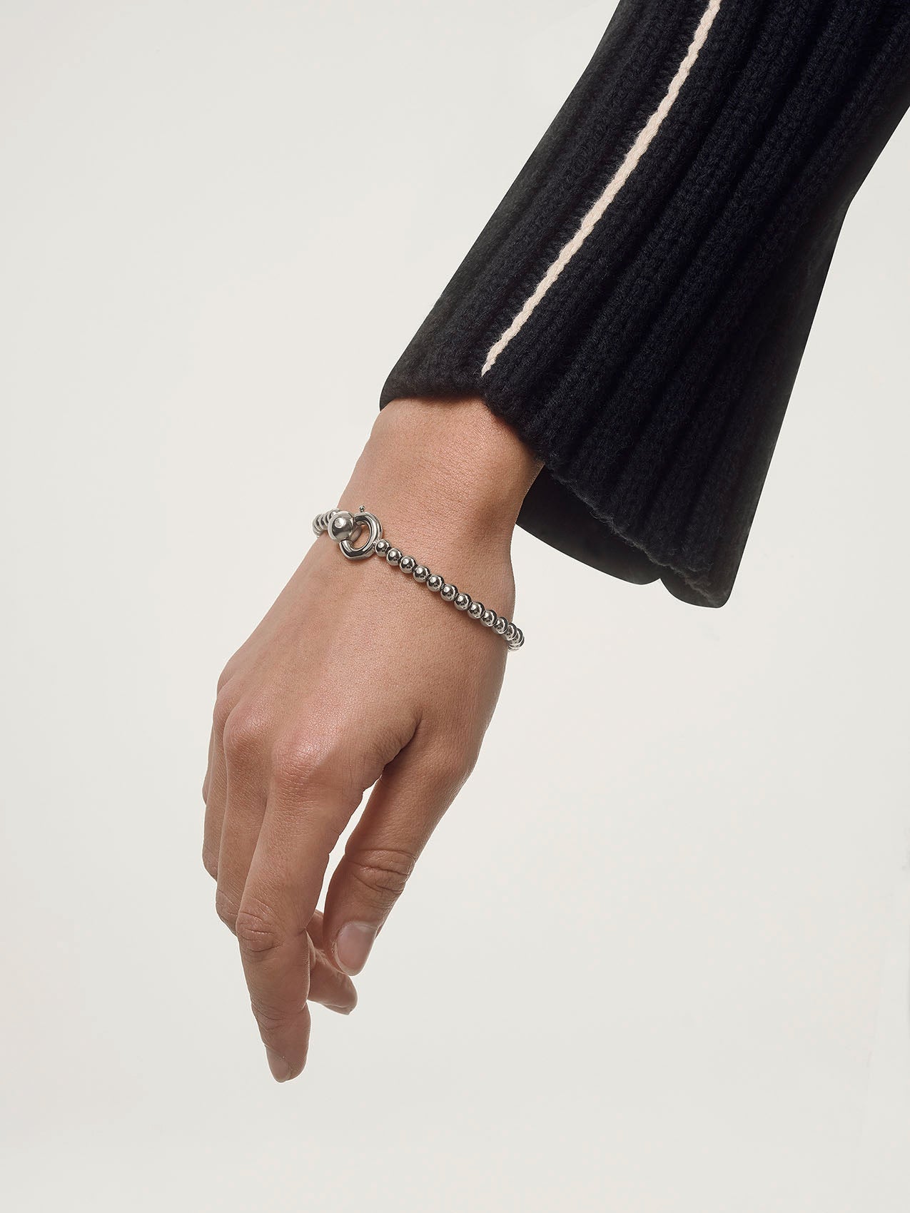 Aeyde | Sasha Ball Chain Palladium-Plated Bracelet for Women | Luxury Materials | Handmade in Italy | How to Style