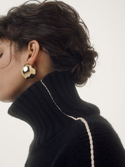 Aeyde | Alice Large 18kt Gold-Plated Earrings for Women | Luxury Materials | Handmade in Italy | On Model