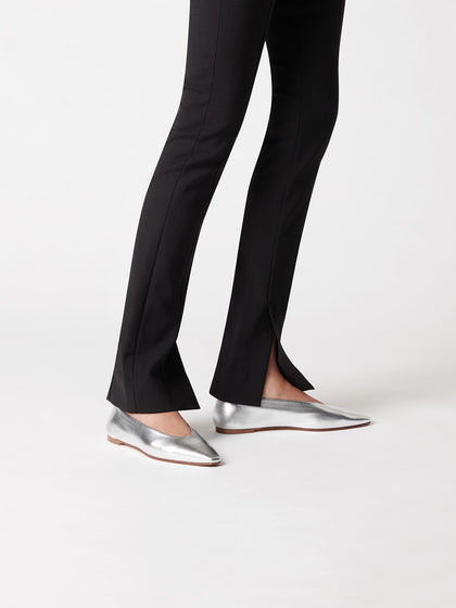 Aeyde | Betty Leather Square-Toe Ballet Flats Leather Flats, Ballerina for Women | Silver Nappa | Pointed Toe | Flat Heel | How to Style